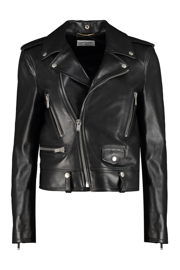 Leather Biker Jacket Black Lamb
