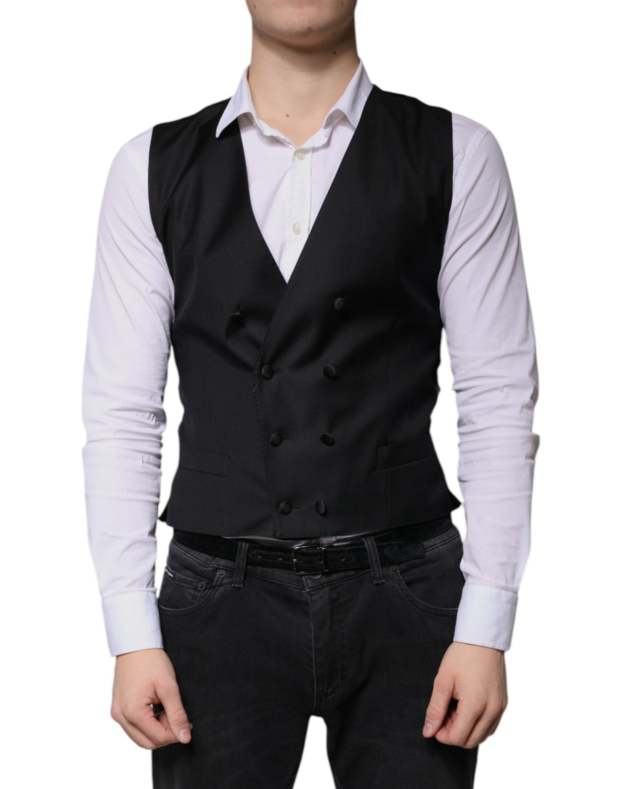 Dolce & Gabbana 90% Virgin Wool 8% Silk 2% Polyester; Lining: 100% Silk vest in black