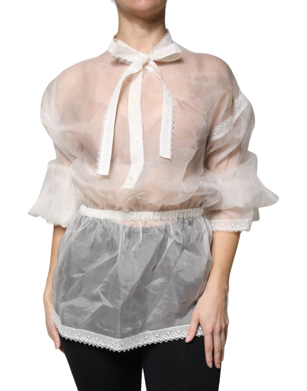 Dolce & Gabbana 90% Silk 10% Cotton blouse in white