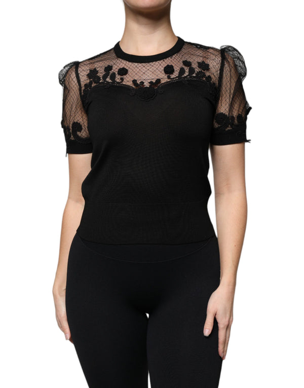 Dolce & Gabbana 80% Silk 15% Nylon 5% Cotton blouse in black