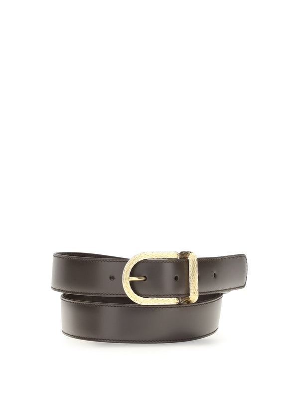 Belt Inlay Calf Leather Sun Gold Black/sun