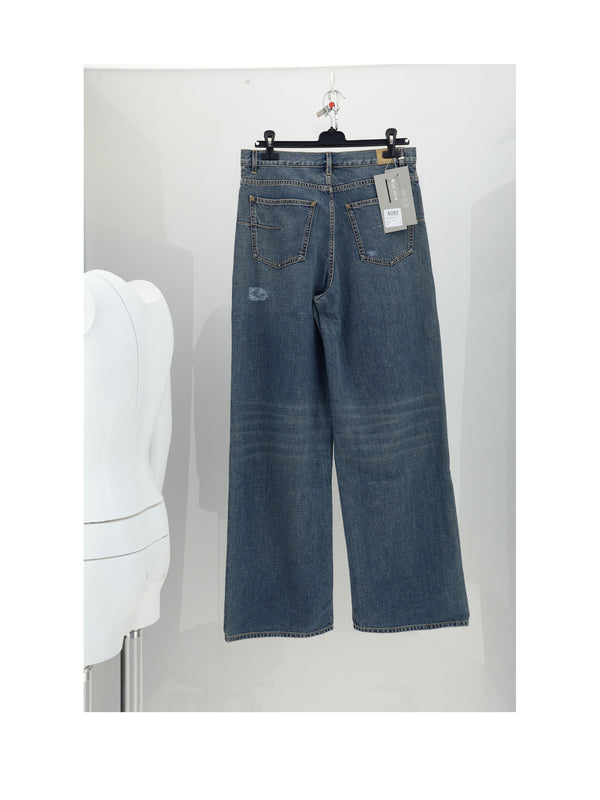 Jeans Destroyed Denim Blue Cotton