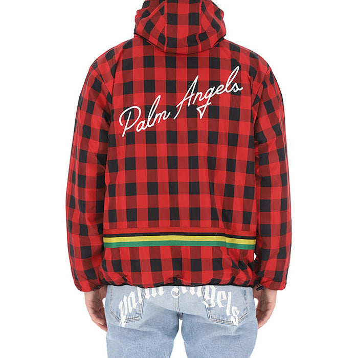 Checked Windbreaker Jacket Red Polyester