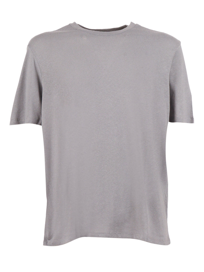 Short Sleeve Round Neck T-Shirt Grey Cotton Linen Sleeves