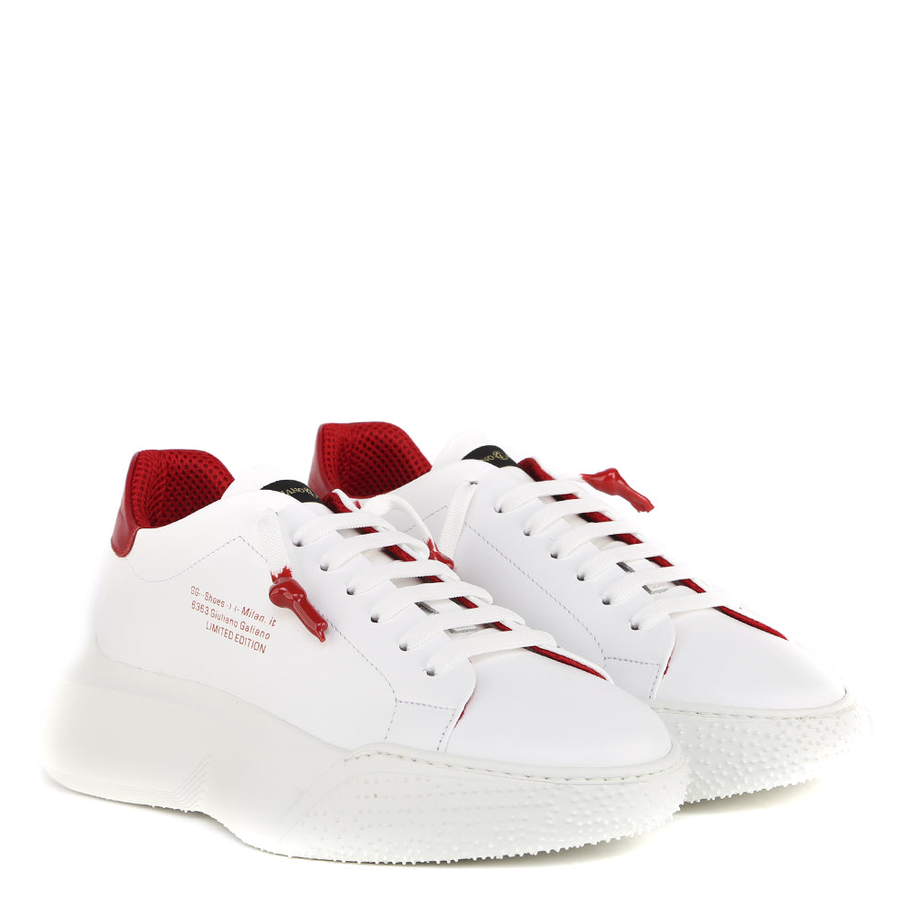 Giuliano Galiano Sneakers White, Red Calfskin