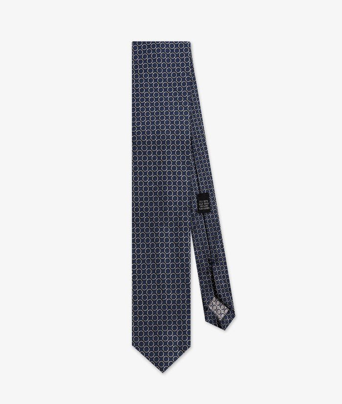 Perlage Silk And Linen Tie Blue Small Pattern