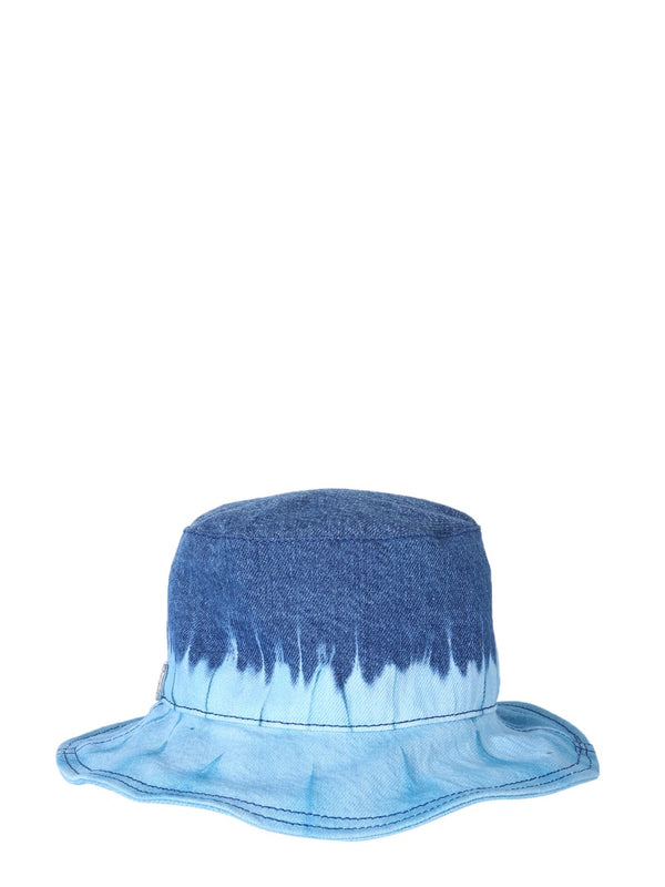 Bucket Hat With Tie Dye Print Blue Cotton