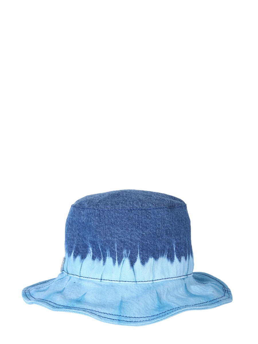 Bucket Hat With Tie Dye Print Blue Cotton