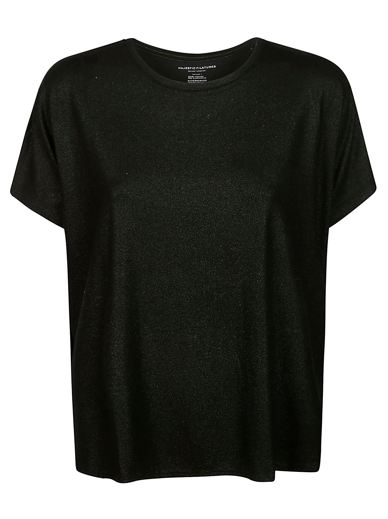 Col Rond Mcourt Black Viscose Elasthanne Tshirt