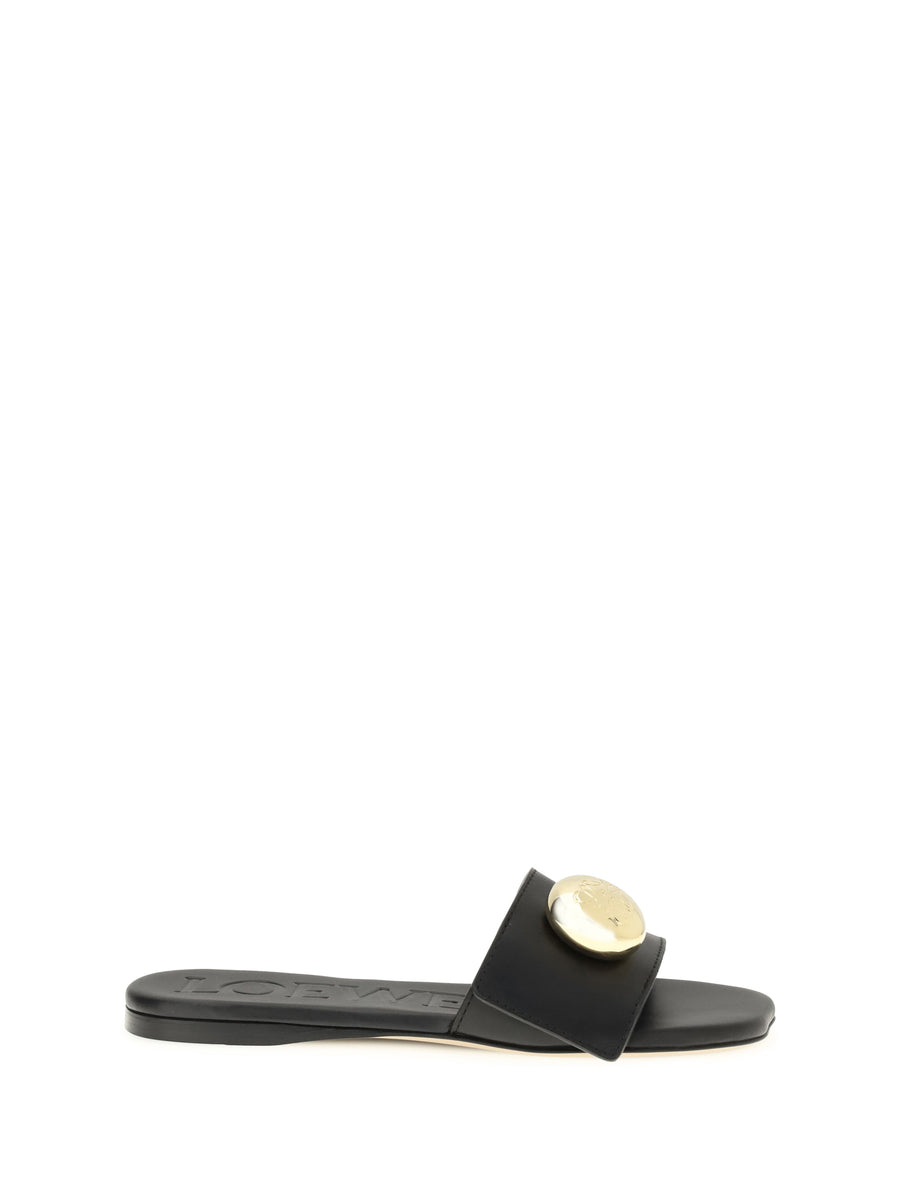 Sandals Pebble Black Calf Leather