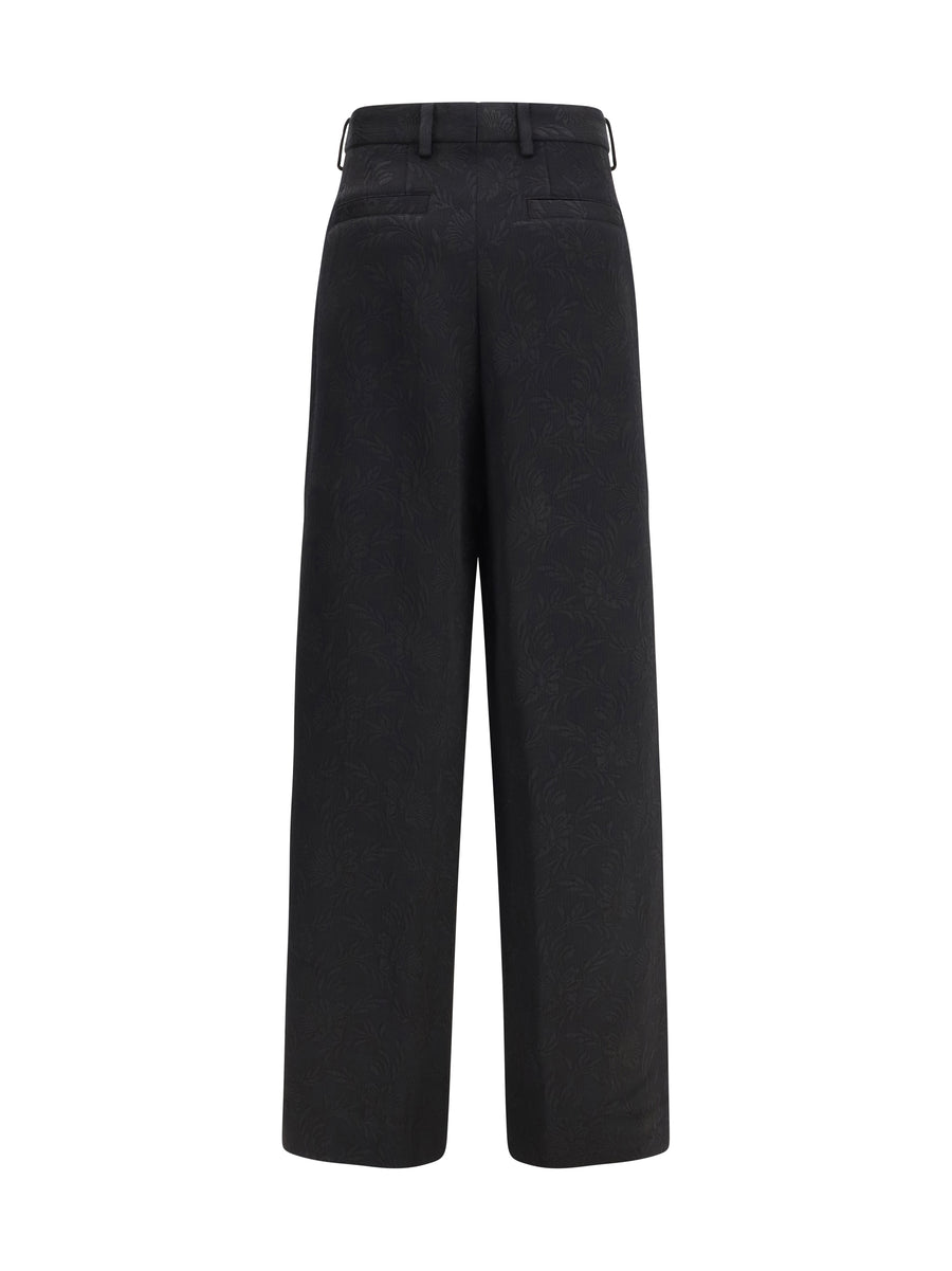 Wide-Leg Trousers Black Viscose
