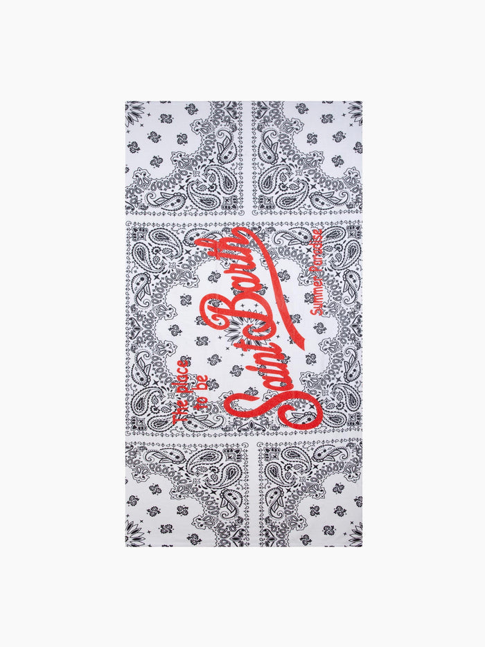 Soft Terry Beach Towel With White Bandanna Print __single__