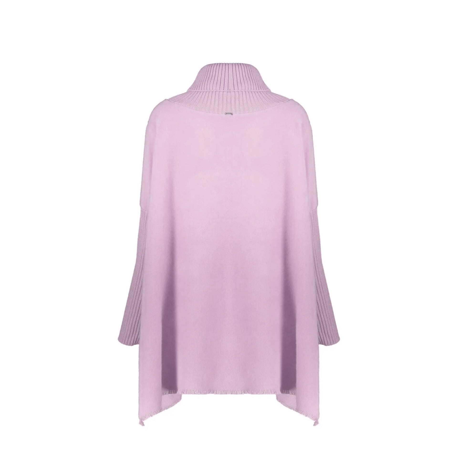 Herno High-Collar Asymmetric Poncho Lilac Virgin Wool