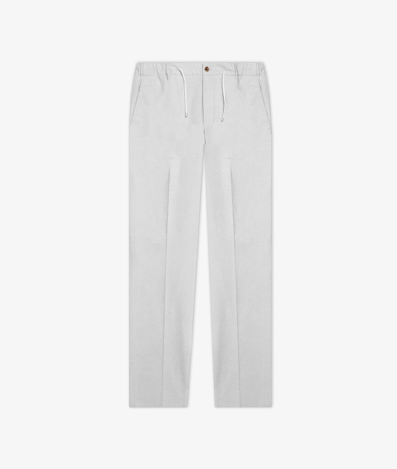 Cotton Seersucker Trousers Charleston White Sportswear