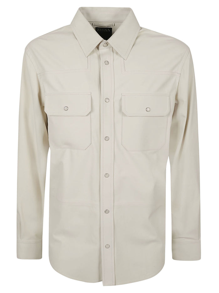ZEGNA Shirts Beige Peau De Veau