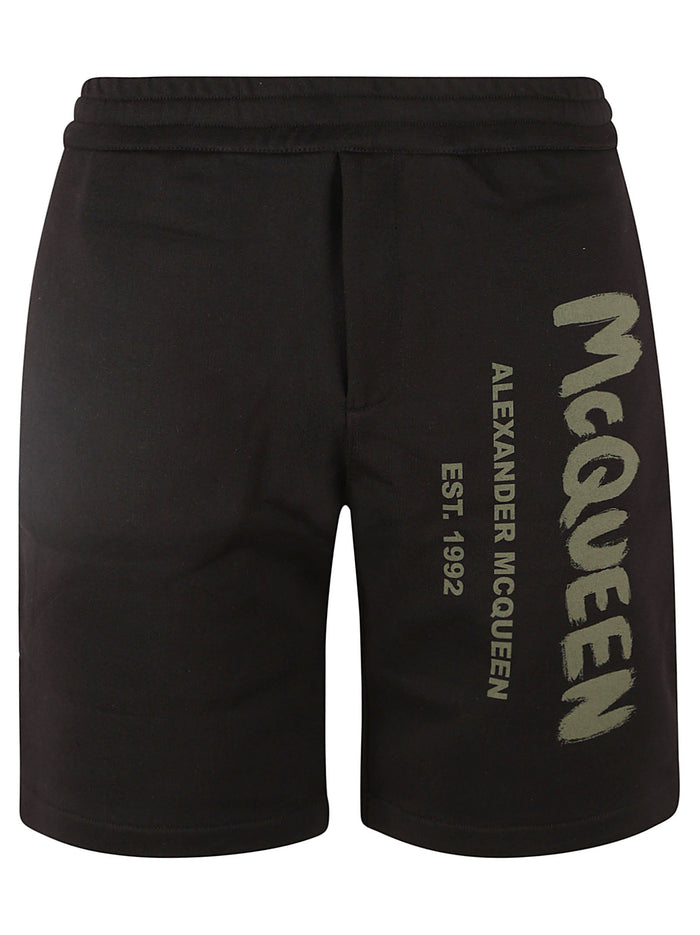 Alexander McQueen Shorts Black/khaki Cotton