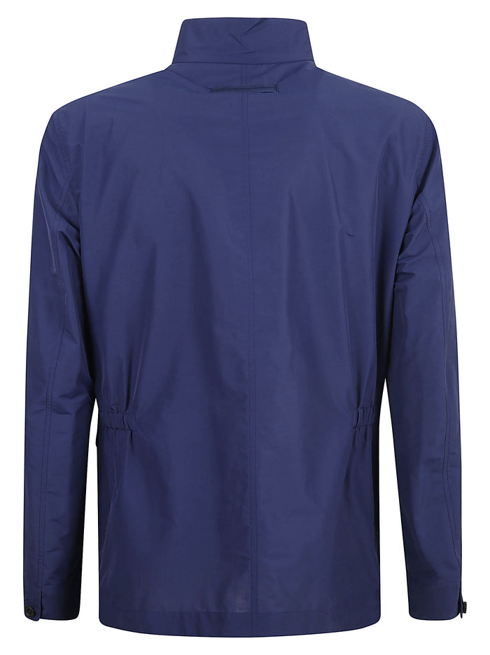ZEGNA Coats Blue Navy Cotton Nylon