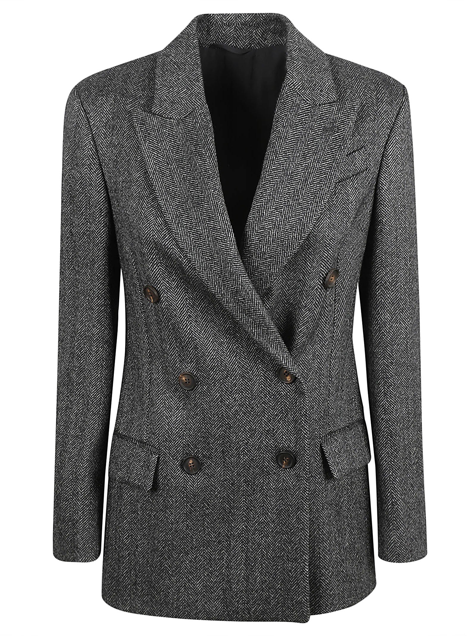 Brunello Cucinelli Jackets Black Panama Grey
