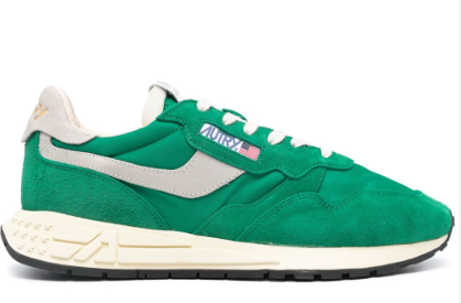 Autry Sneakers Wht/green Nylon + Cow Leather