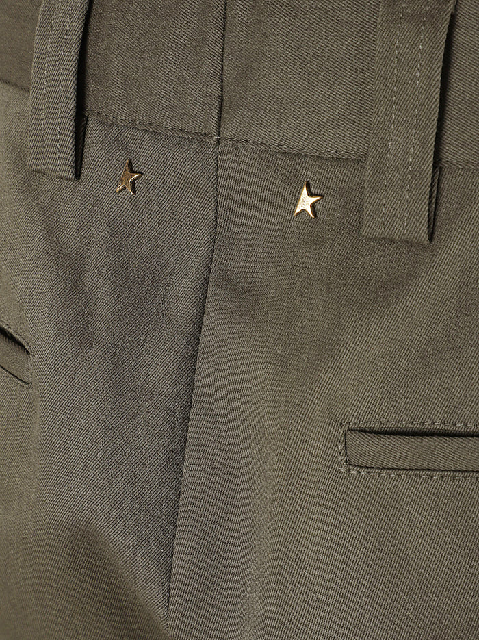 Golden Goose Trousers Military Green Cotton