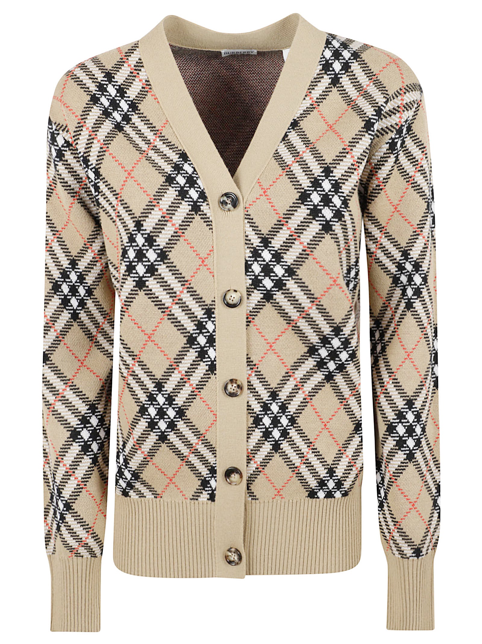Burberry Sweaters Sand Ip Check Wool Polyester