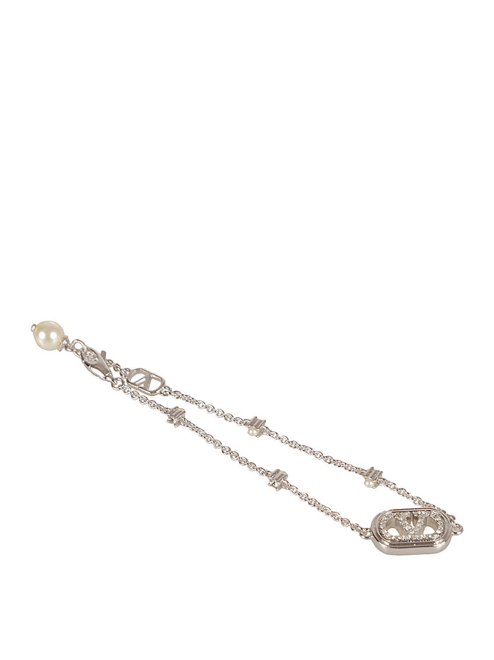 Valentino Garavani Bijoux Rhodium/cream/crystal Brass