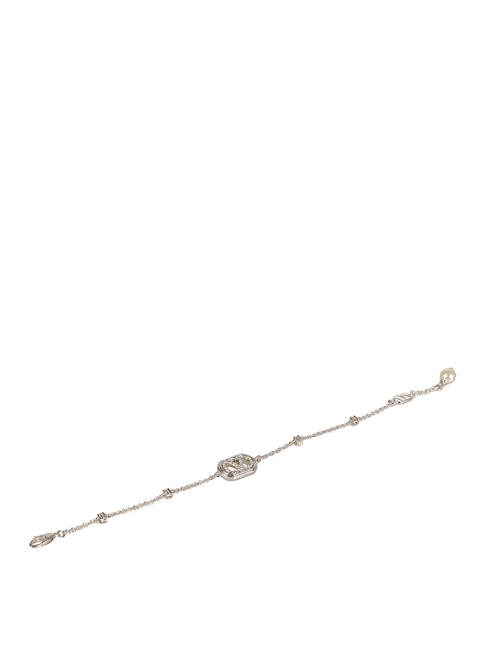 Valentino Garavani Bijoux Rhodium/cream/crystal Brass