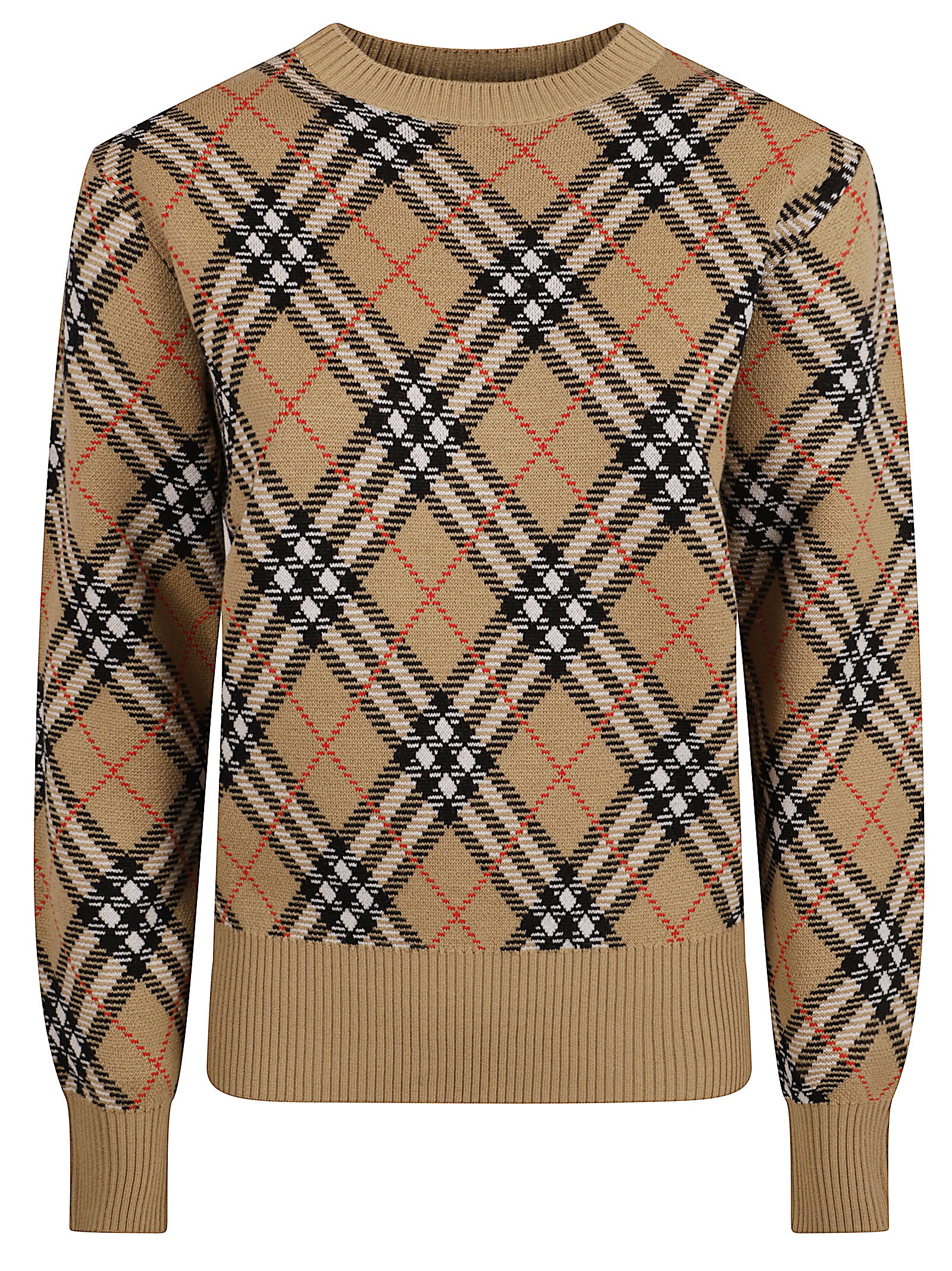 Burberry Sweaters Sand/sand Ip Check Wool Polyester