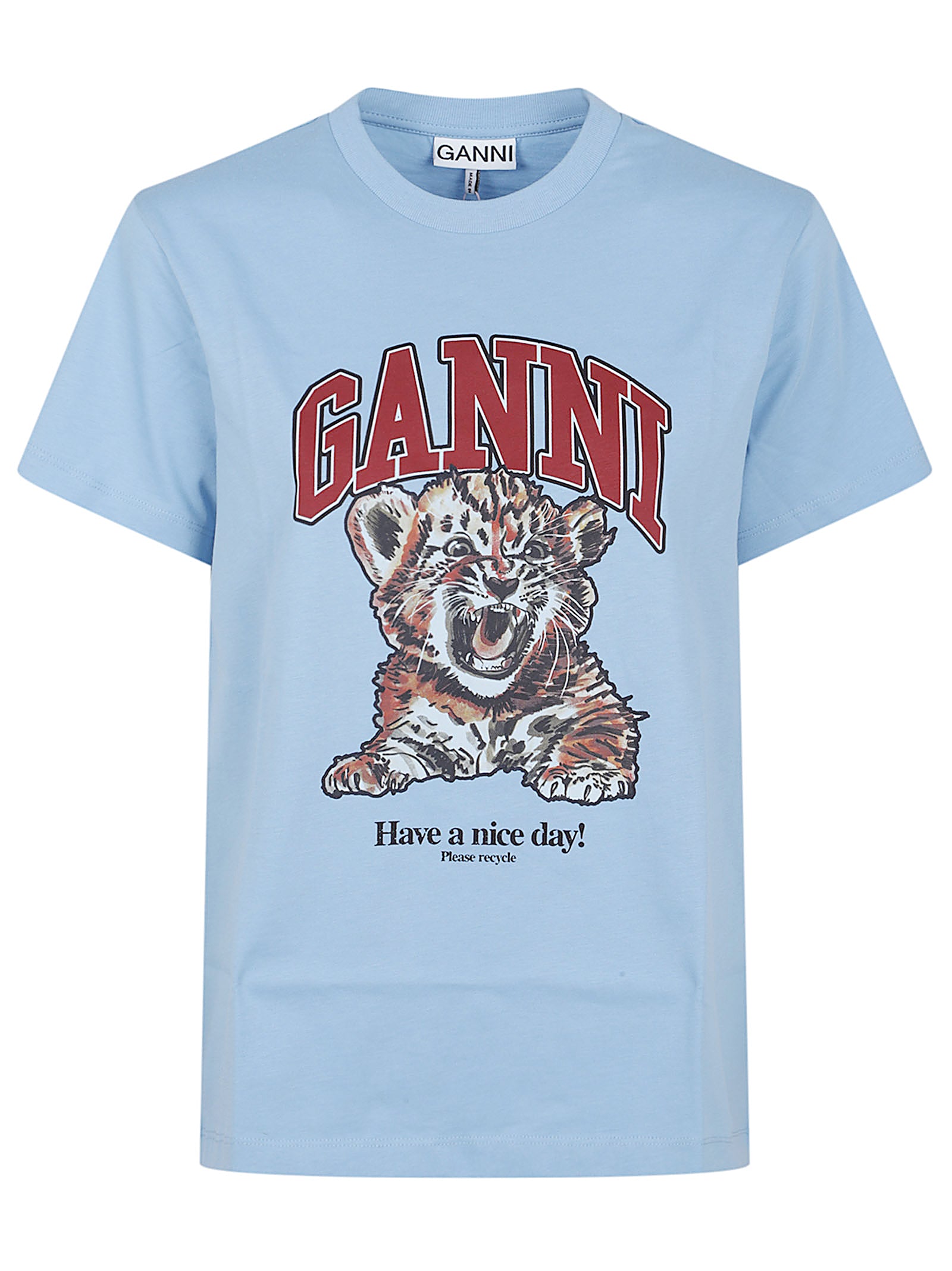 GANNI T-shirts and Polos Blue Organic Cotton