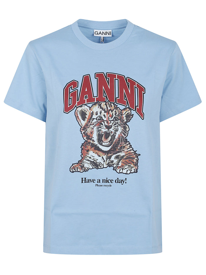 GANNI T-shirts and Polos Blue Organic Cotton