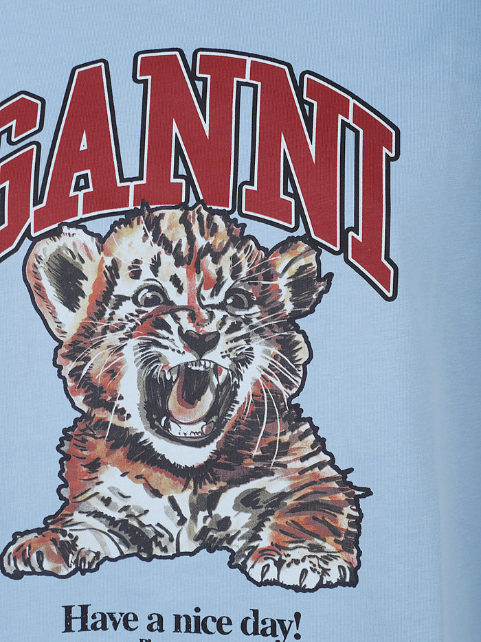 GANNI T-shirts and Polos Blue Organic Cotton