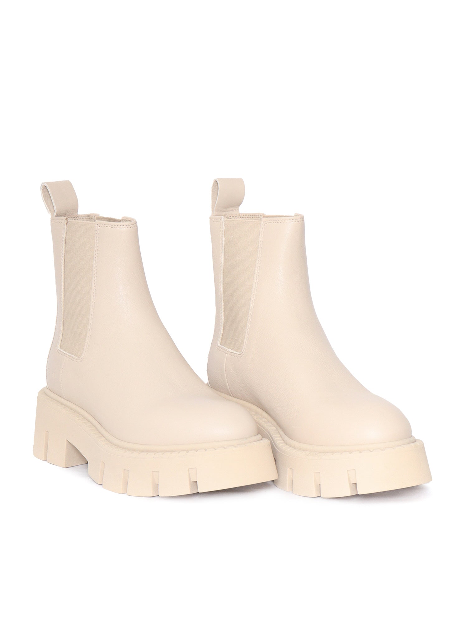 Woman Leather Chelsea Boot Beige Booties