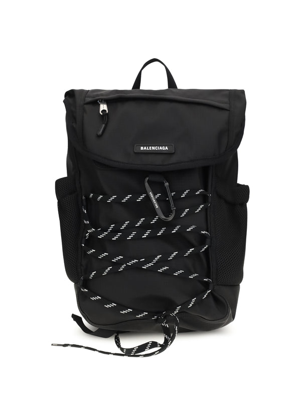 Backpack With Metal Carabiner Black-White Black/white Nylon Backpacks