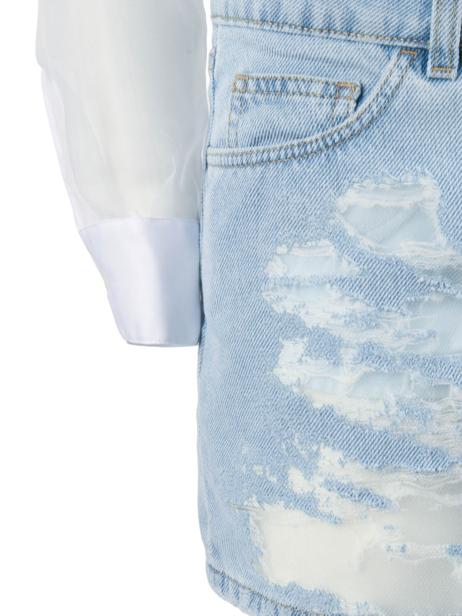 PLAYSUIT WITH DENIM TOP AND SHORTS White Polyester Midi Dress
