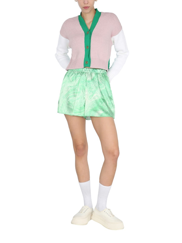 Marble Effect Shorts Green