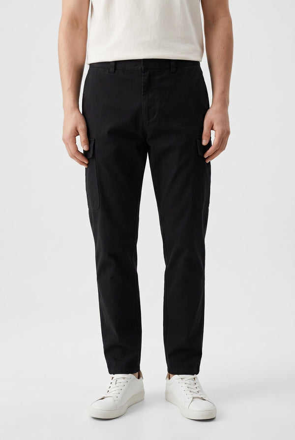Brunello Cucinelli Mens Black Cotton Cargo Trousers