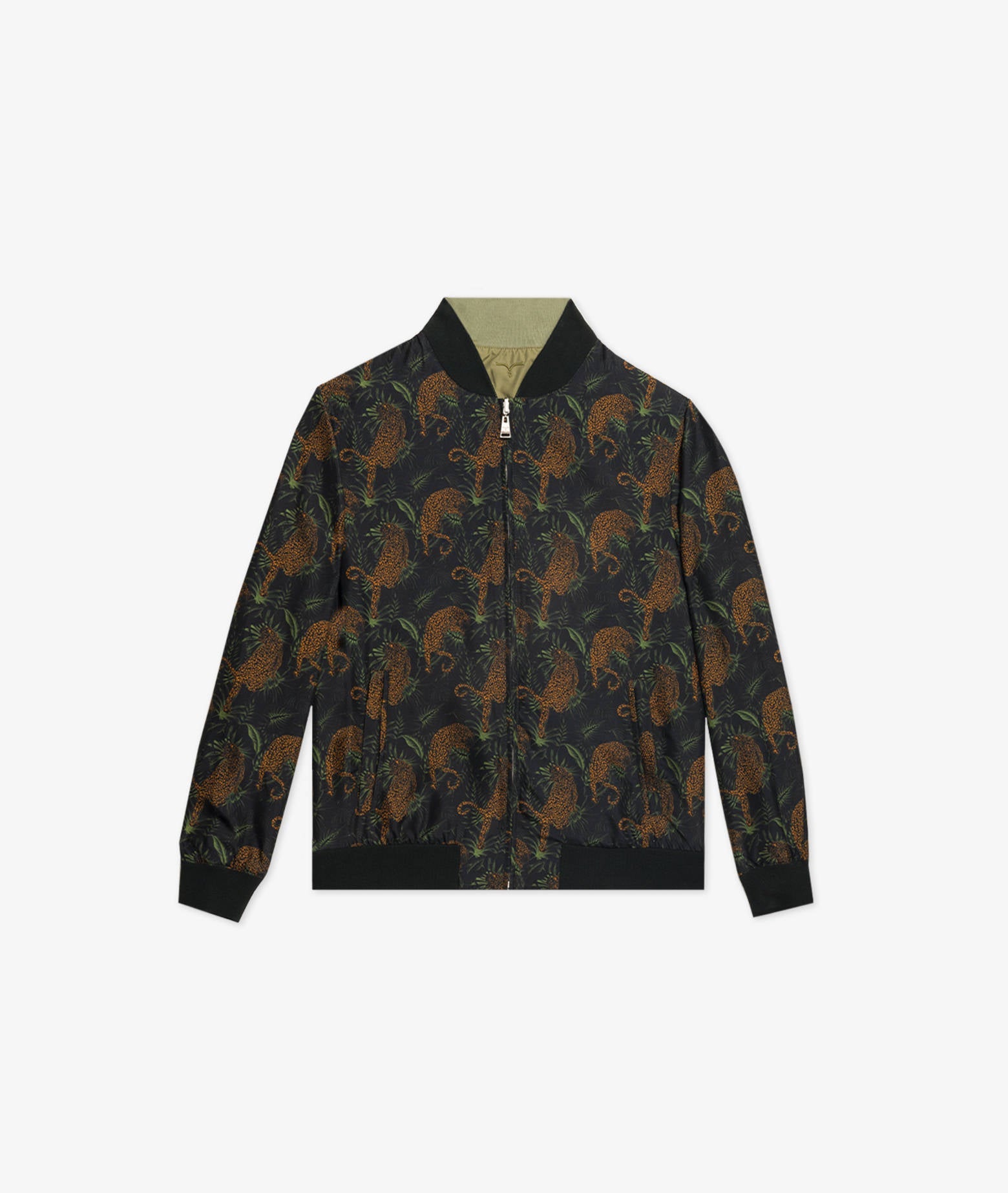 Silk Bomber Cheetah Dark Green Sportwear Blouson