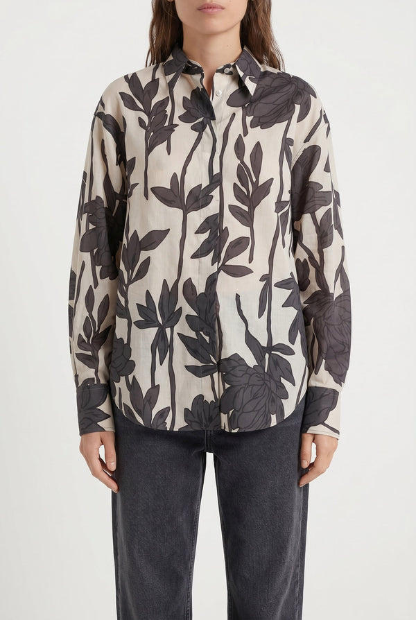 Brunello Cucinelli Womens Beige Floral Oversized Shirt One Color