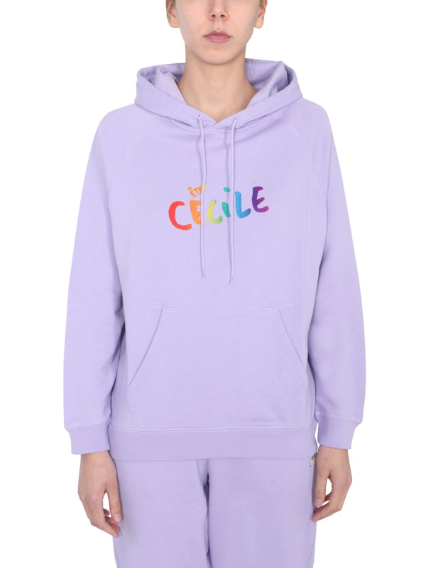 Hoodie With Drawstring Lilac Cotton Sweatshirts