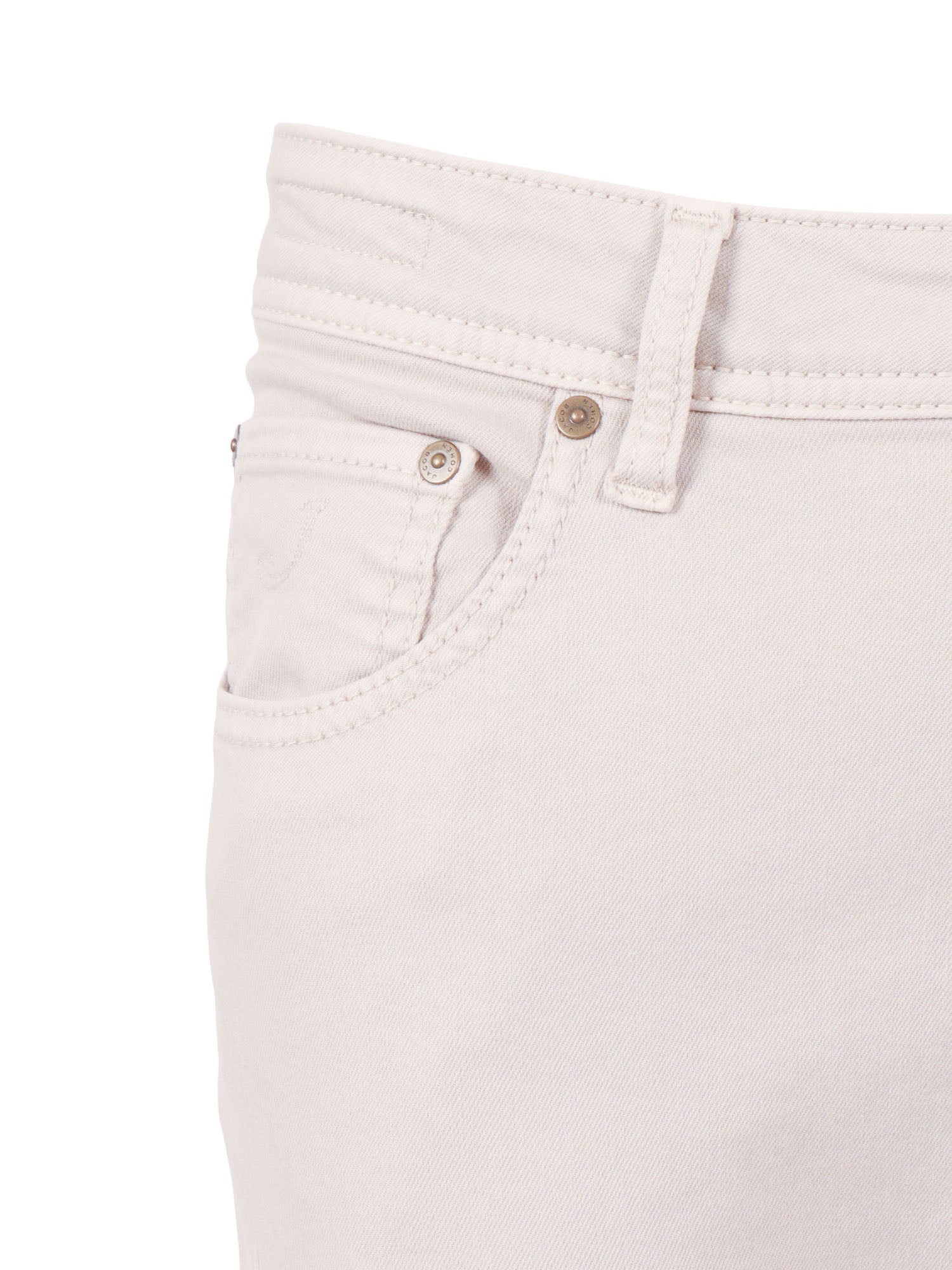 5 Pockets Slim Fit Pants Beige Cotton Polyester Elastane Jean