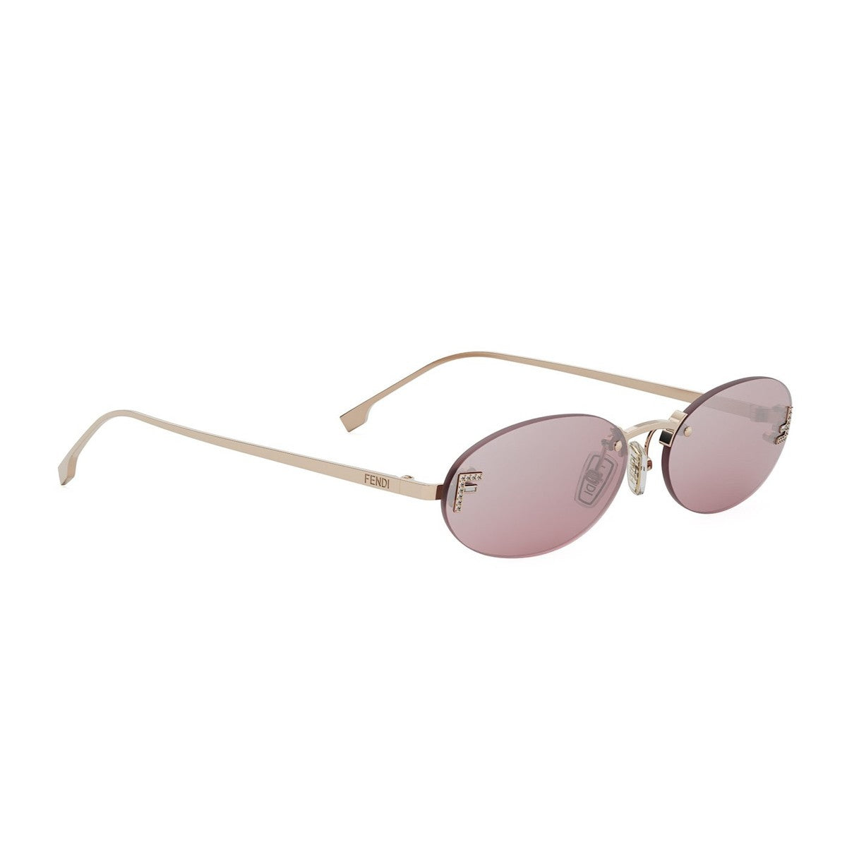 Fendi First Crystal Rose Gold Metallo Sunglasses