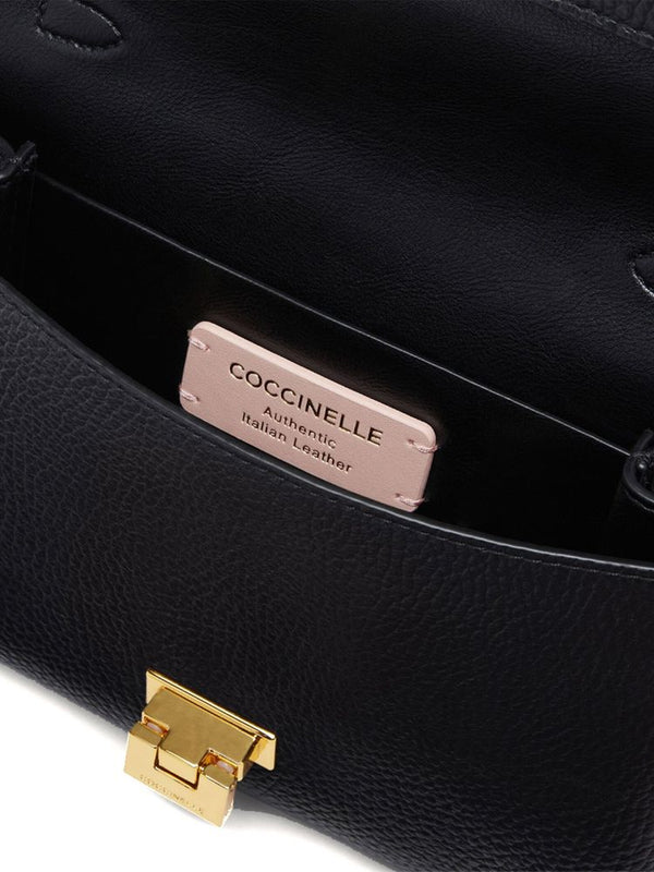 Handbag Grained Leather Black Cowhide Bags / Clutches