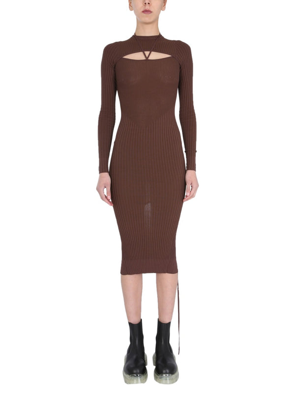Dress With Cut Out Detail Brown Viscose