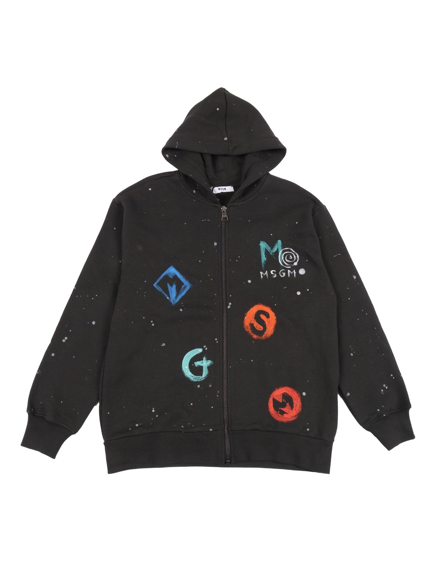Zip Hoodie Boy Black Cotton Sweatshirt