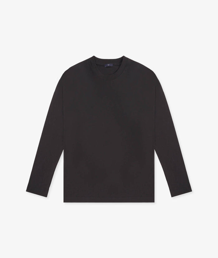Long-Sleeve Cotton T-Shirt Maratea Black Long Sleeve Round Neck