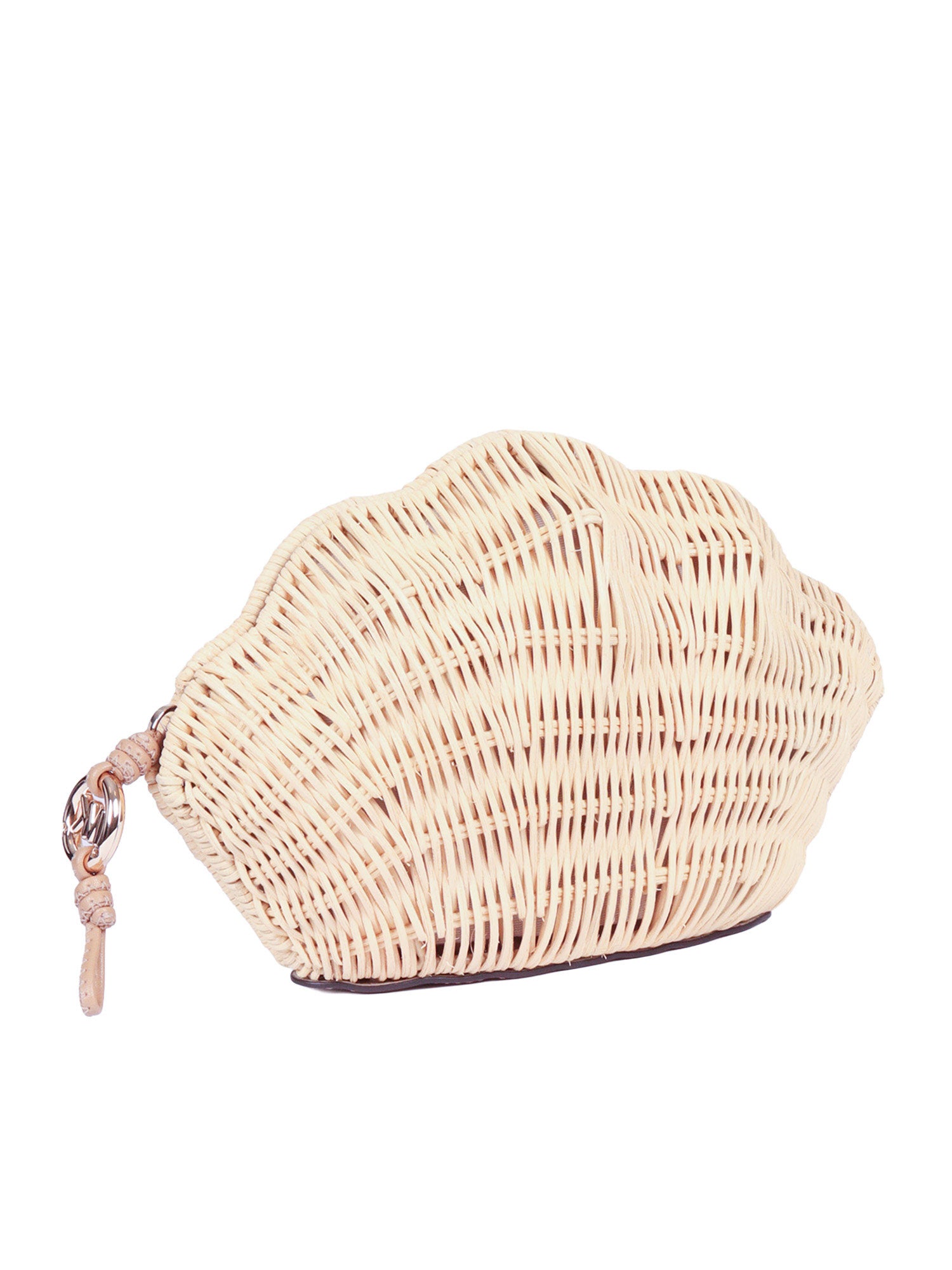 Sm Shell Clutch Beige Rattan Handbag
