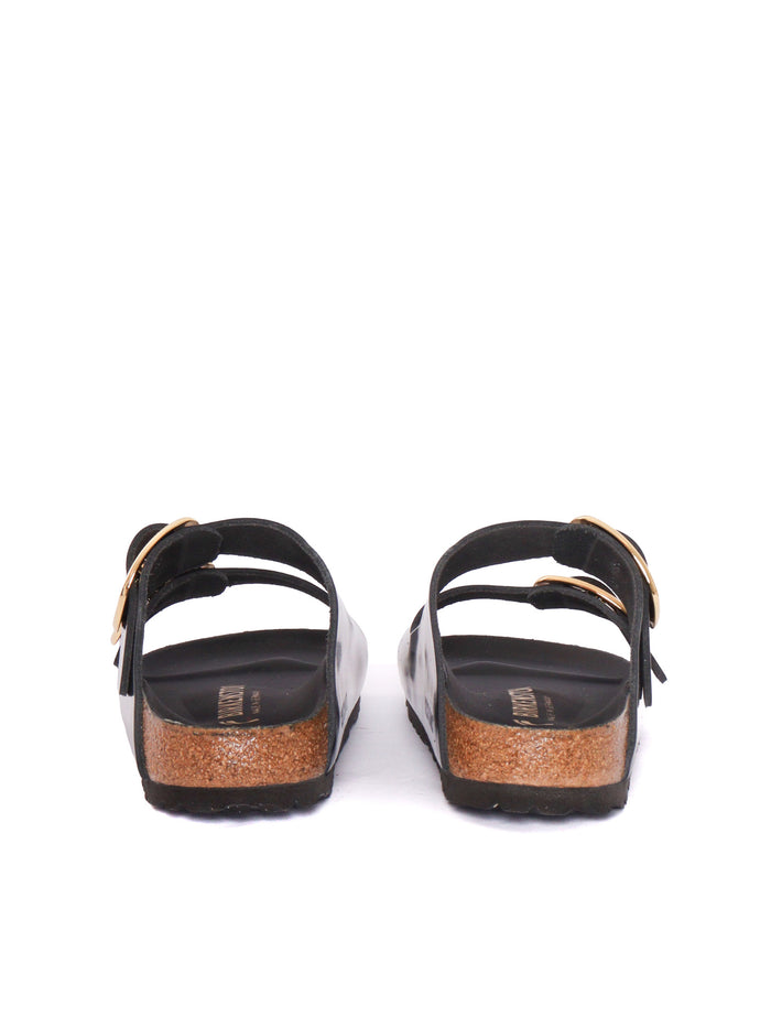 Arizona Big Buckle HEX shine black,Natural Leather Sole In Eva Sandal