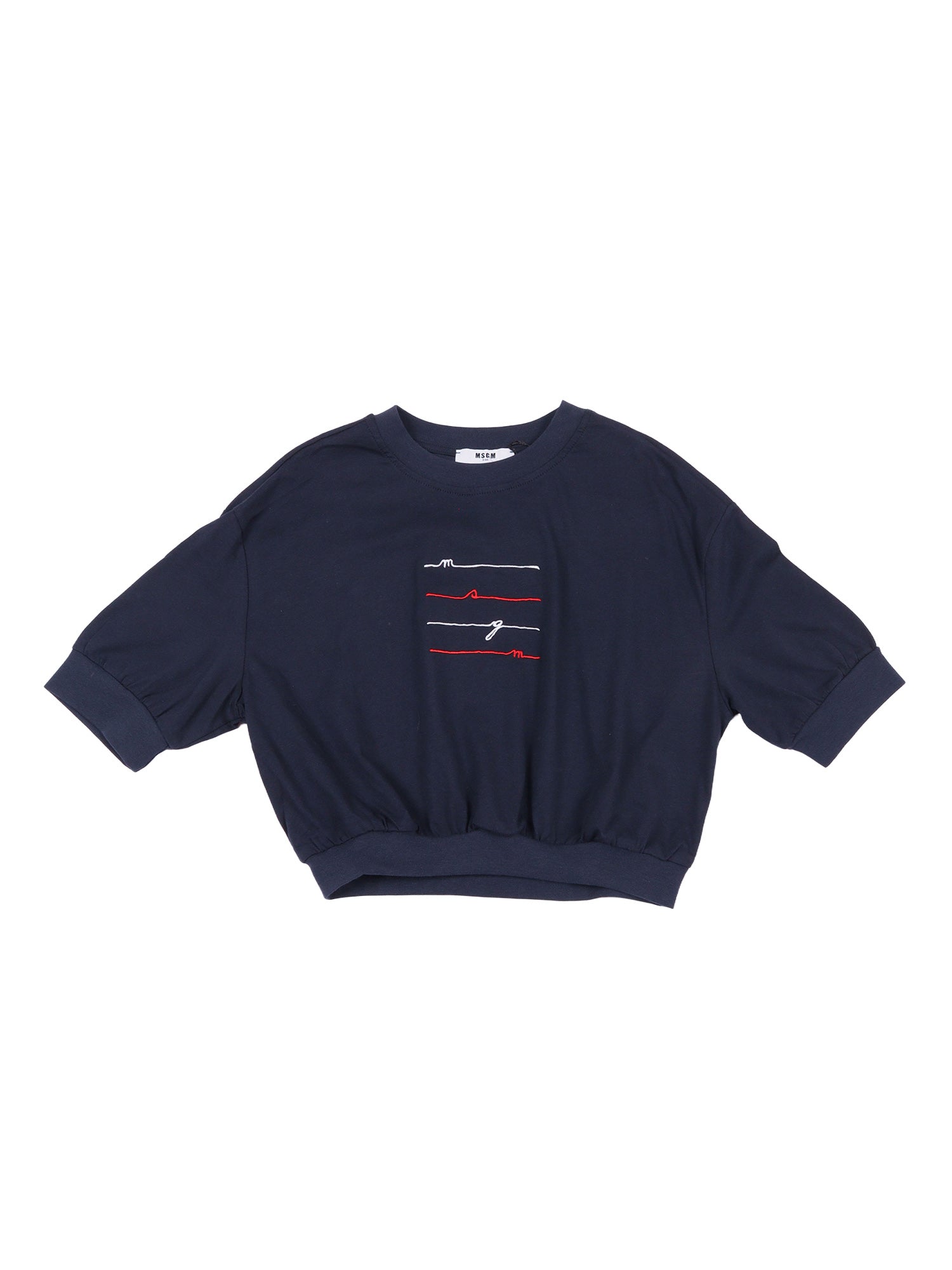 CROPPED JERSEY T-SHIRT GIRL Blue Cotton Short Sleeves