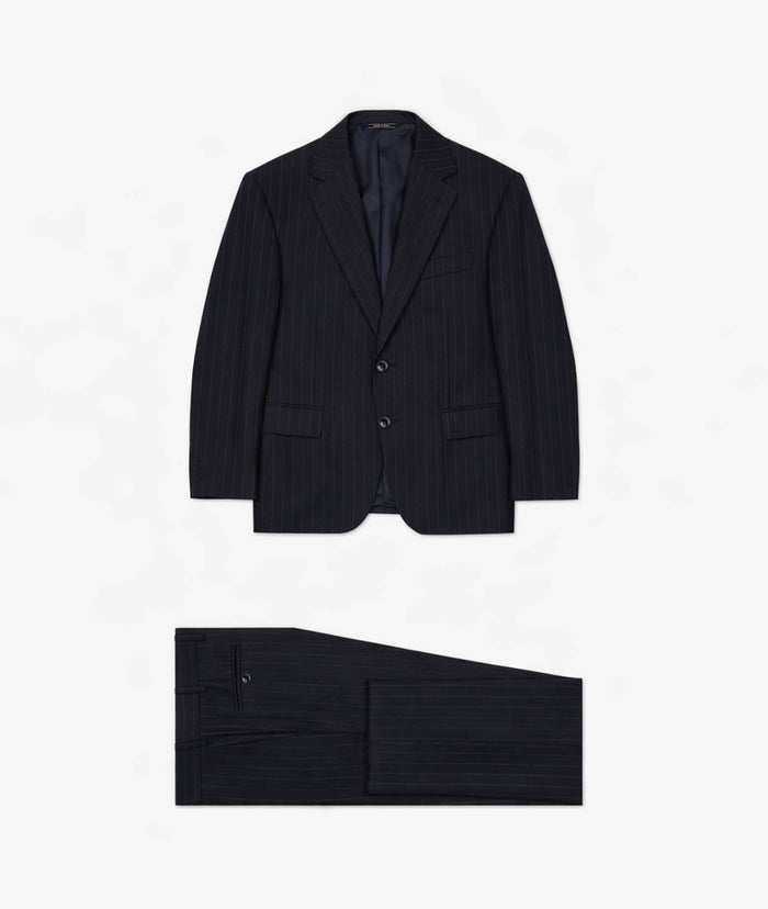 Basilea Single-Breasted Pinstripe Suit Blue Tailored Made
