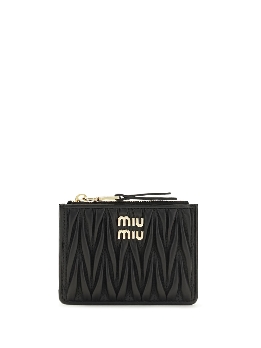 Leather Wallet With Logo Black Lamb & Purses